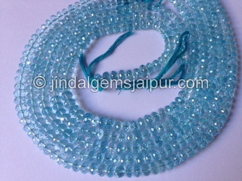 Sky Blue Topaz Far Faceted Roundelle Shape Beads